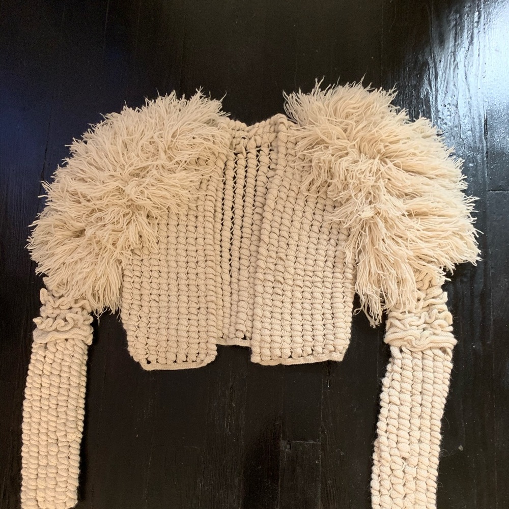 DVF cropped knit shrug.
